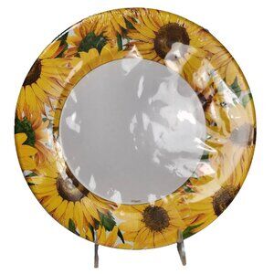 NEW Caspari Sunflowers Round Dinner Plates 3 Packs of 8 = 24 Coated Plates USA